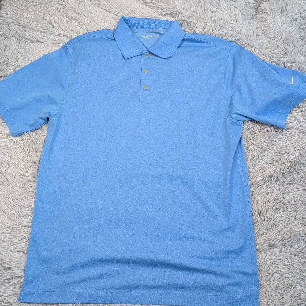 Nike Shirt Mens L Blue Golf Polo‎ Dri Fit Casual Comfort Preppy Athletic